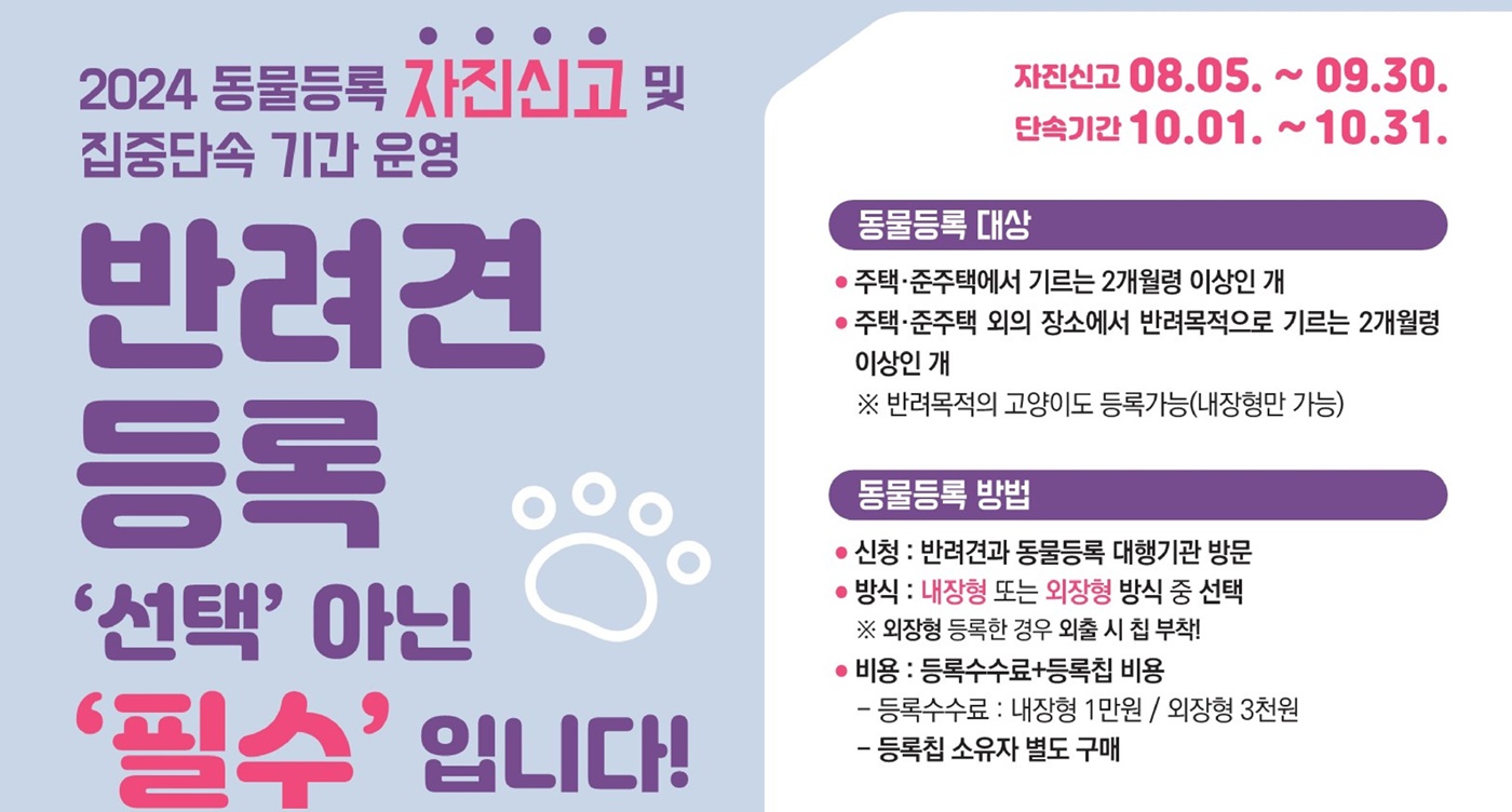 외장형 비율 높아진다는 비판에도 4년 연속 동물등록 자진신고기간 시행